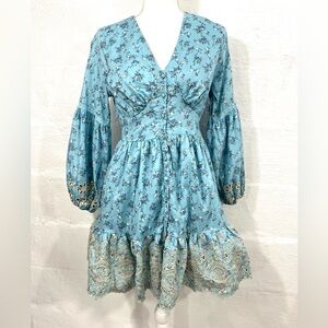 A COLLECTIVE STORY EYELET BUTTON FRONT FLORAL DRESS
